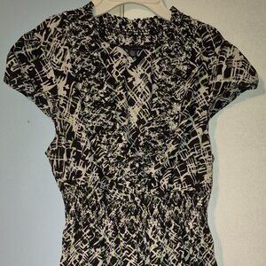 Tommy Hilfiger Black & White Fit and Flare Knee Length Dress Cap Sleeves Size XL